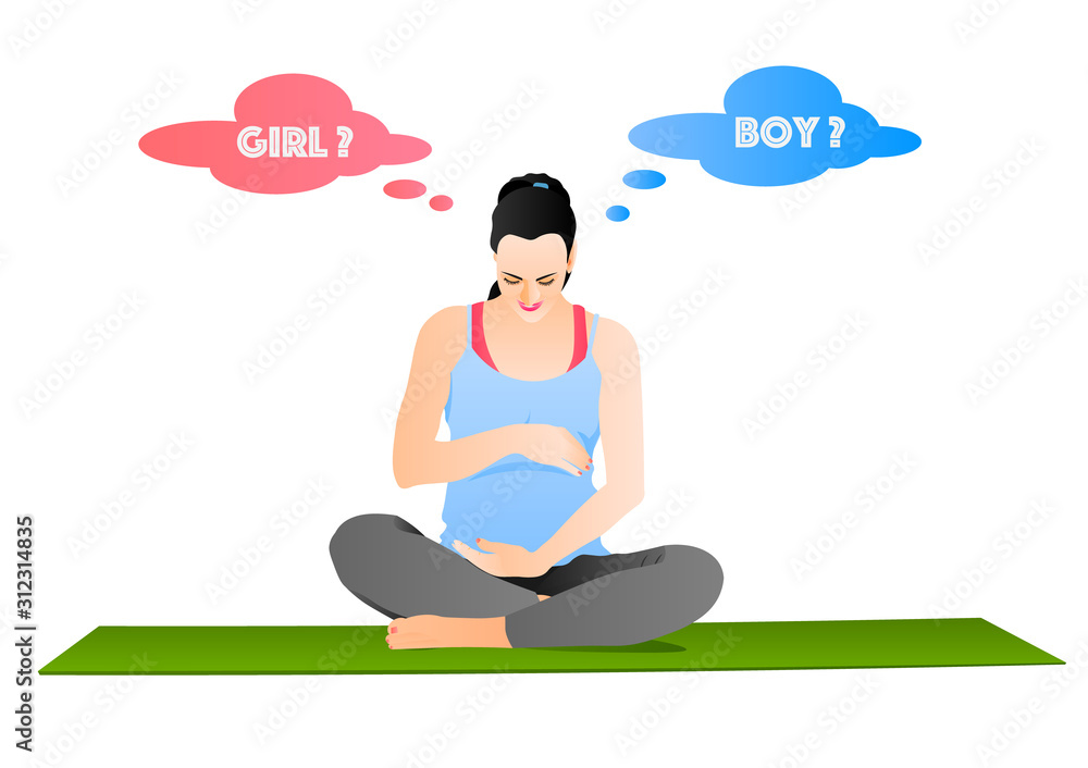 Happy pregnant girl waiting for baby boy or girl Happy pregnant girl waiting for baby boy or girl