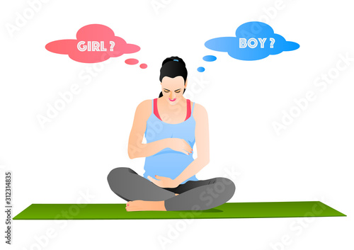 Happy pregnant girl waiting for baby boy or girl