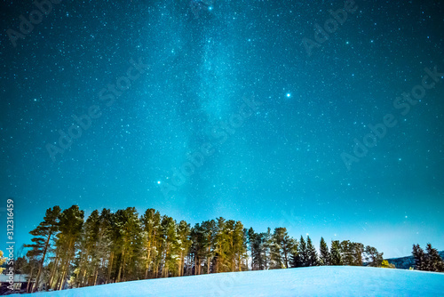 Milky Way over Norwegian forrest lanscape in Budal