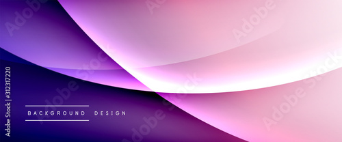 Wave liquid style lines with shadows and light on gradient background. Trendy simple fluid color gradient abstract background with dynamic straight shadow line effect