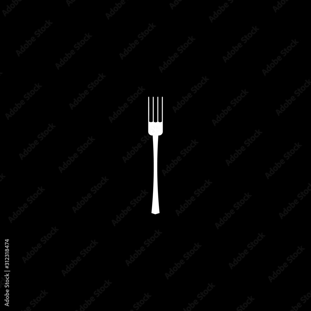 fork icon. flat style. vector illustration on black. sign symbol for menu fork icon. flat style. vector illustration on black. sign symbol for menu