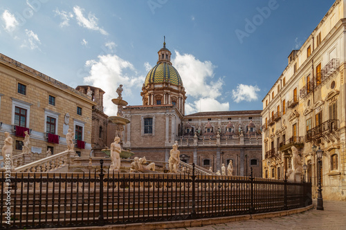 Piazza Pretoria, also known as square of Shame, in the historic center of Palermo, Sicily