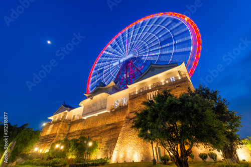 Sun wheel In Halong Park in night, Quang Ninh province, Vietnam