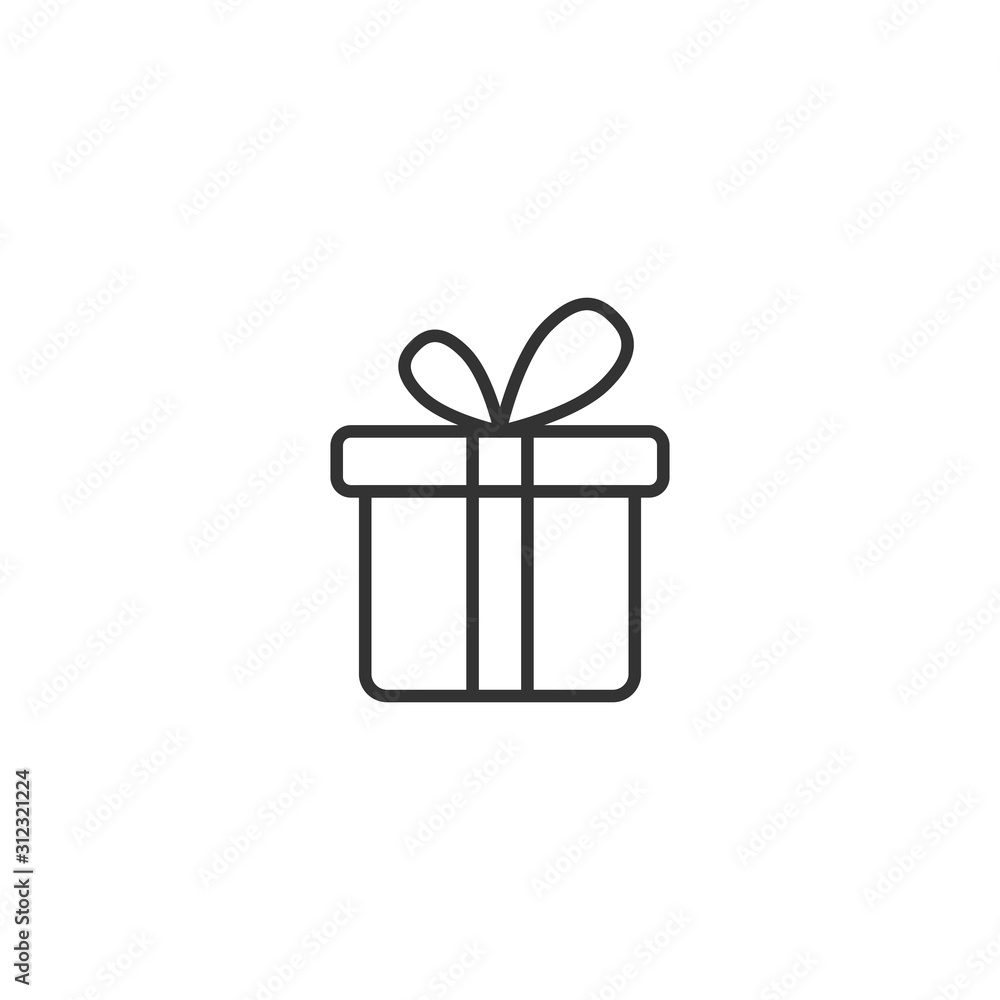 Gift box icon in flat style. Present package vector illustration on white isolated background. Surprise business concept. Gift box icon in flat style. Present package vector illustration on white isolated background. Surprise business concept.