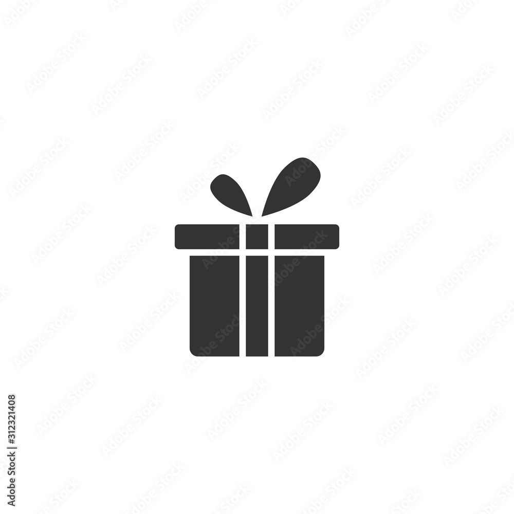 Gift box icon in flat style. Present package vector illustration on white isolated background. Surprise business concept.