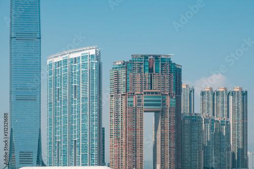 Canvas Print Modern skyscraper buildings, West Kowloon, HongKong