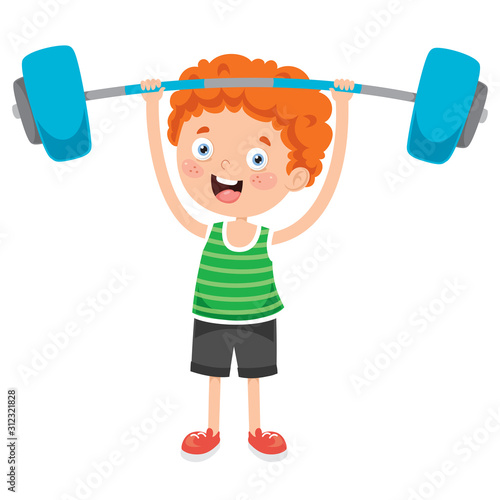 Little Boy Making Weight Lifting Exercise