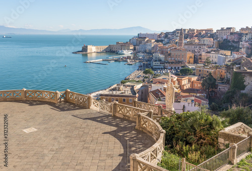 Gaeta, Italy - one of the most spectacular cities along the Tyrrhenian Sea, Gaeta displays an amazing Medieval Old Town, famous of its churches and fortifications #312322096
