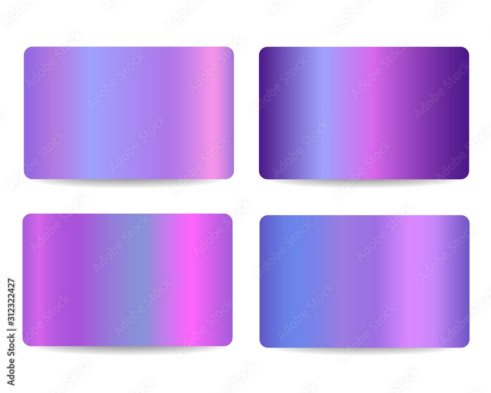 Gift cards or discount cards or credit cards set with shiny holographic background Gift cards or discount cards or credit cards set with shiny holographic background