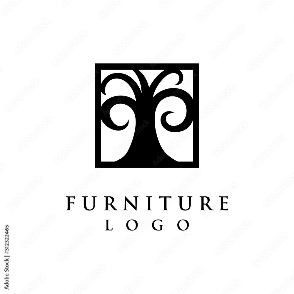 Vector of furniture logo with accent table design as icon isolated white bakground eps format