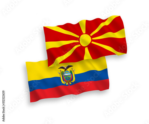 Flags of North Macedonia and Ecuador on a white background