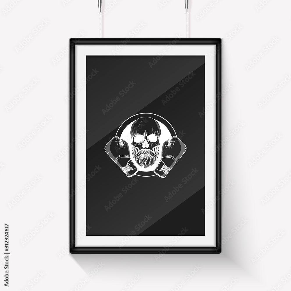 Hand drawn skull with boxing gloves Hand drawn skull with boxing gloves