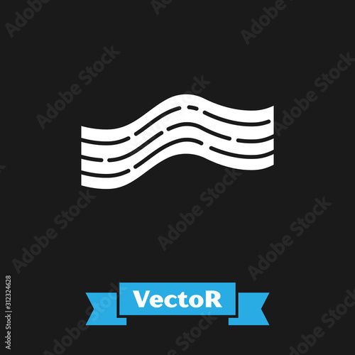 White Bacon stripe icon isolated on black background. Vector Illustration