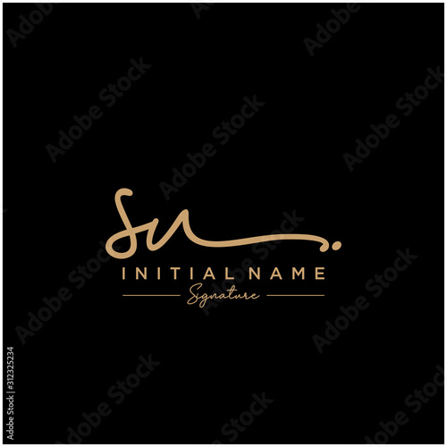 Letter SU Signature Logo Template Vector