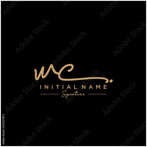 Letter WC Signature Logo Template Vector