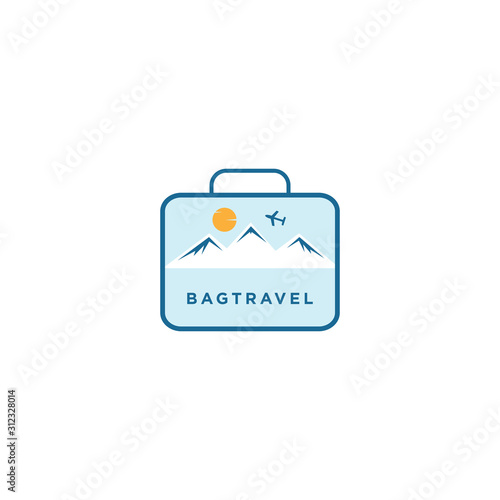 Bag mountain airplane travel logo design