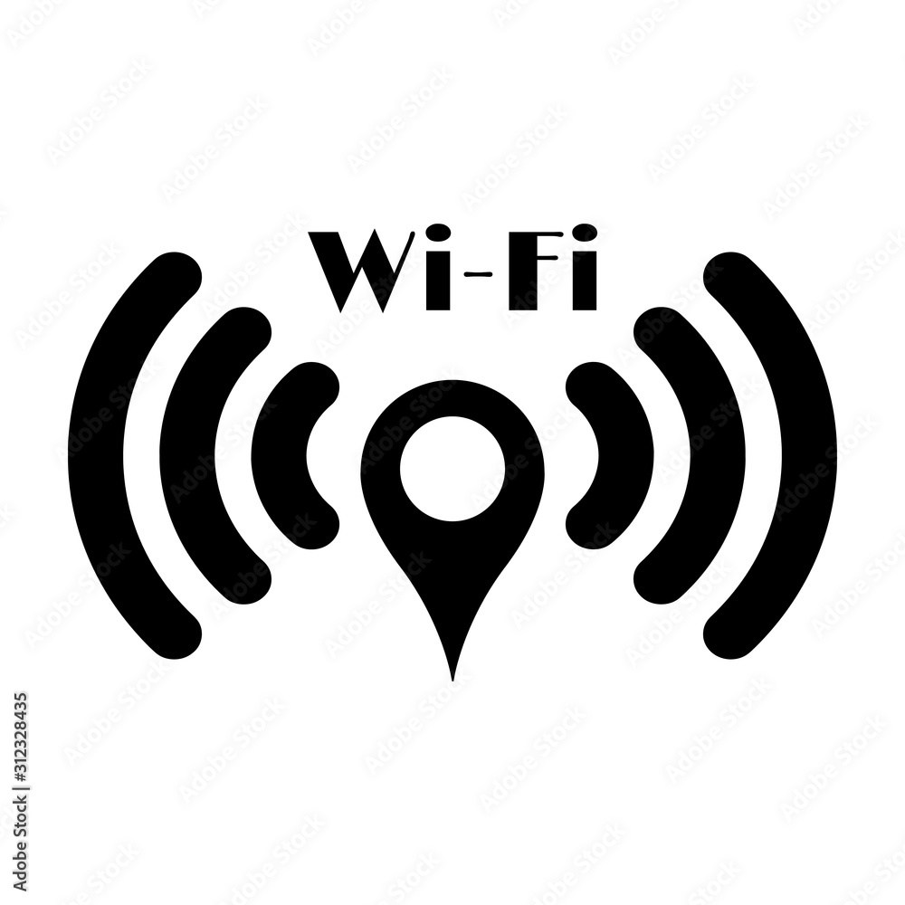 Vector Wi-Fi network icon with position pointer Vector Wi-Fi network icon with position pointer