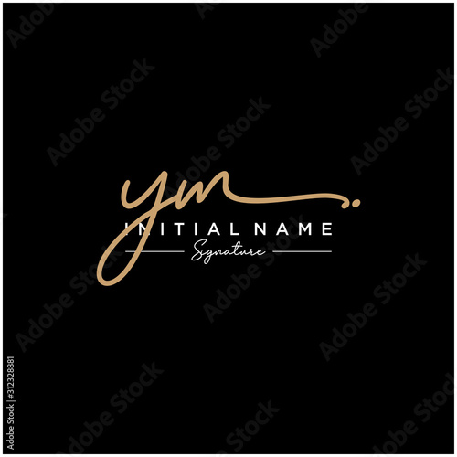 Letter YM Signature Logo Template Vector