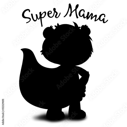 Bear mother Supemom superhero in a dress silhouette. (ID: 312329618)