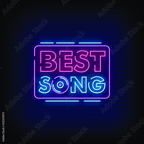Best Song Neon Signs Style Text Vector
