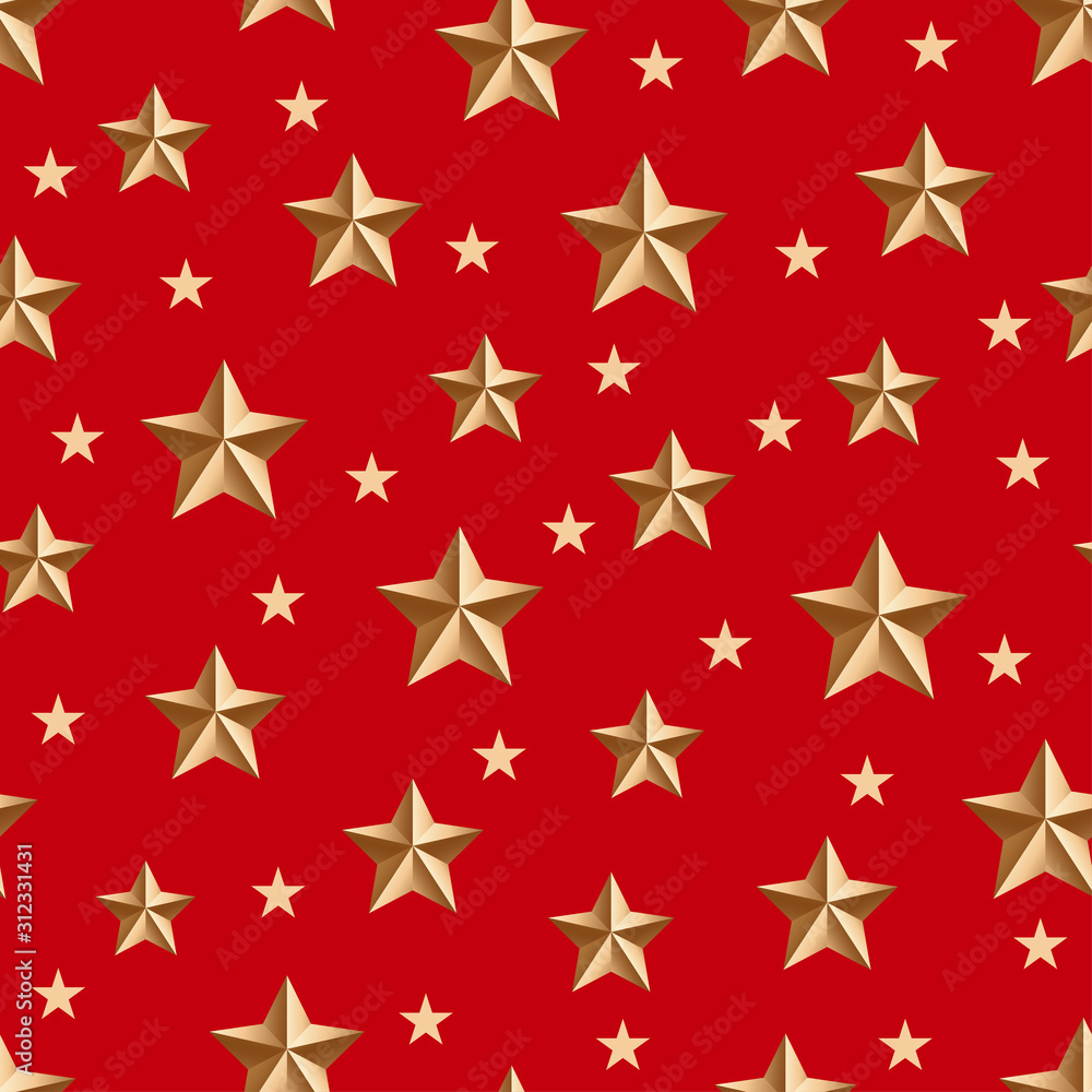 Golden stars on red. Seamless vector background Golden stars on red. Seamless vector background