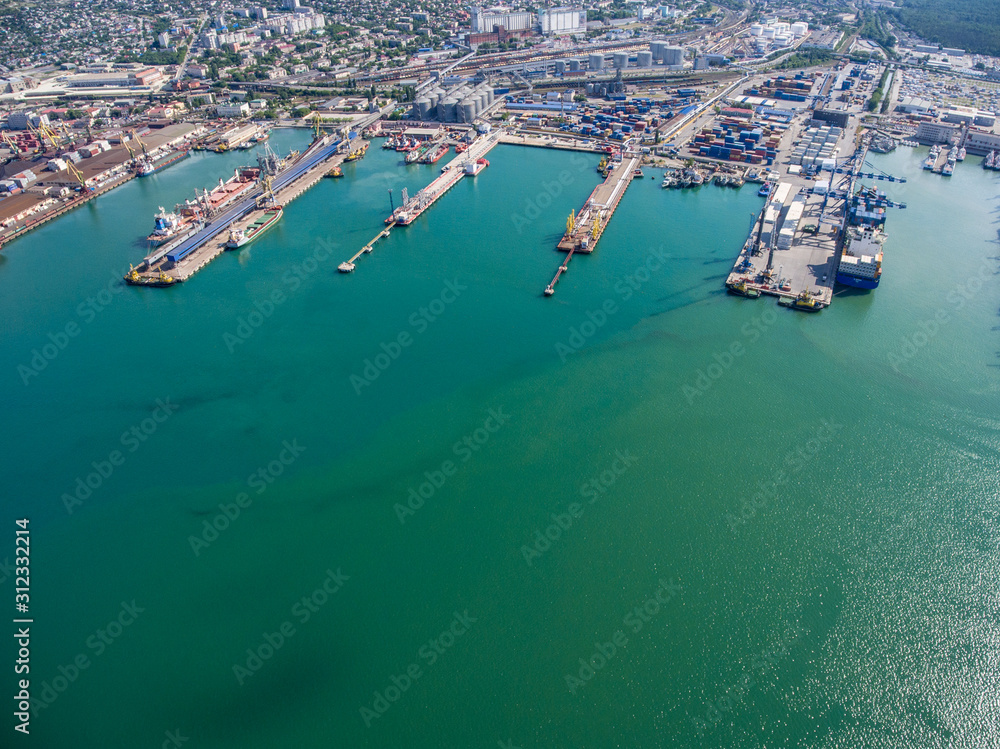 Fototapeta premium Top view of the bay Tsemess. Mol - building to stop the waves.