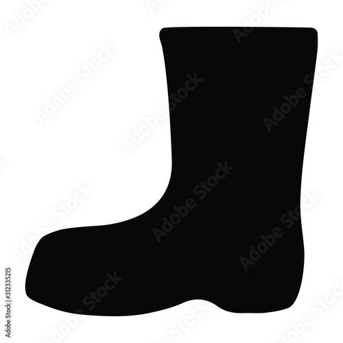 A black and white vector silhouette of a wellington boot