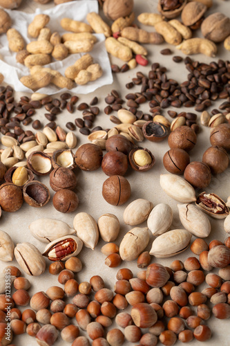 Mixed nuts, pecan and hazelnut