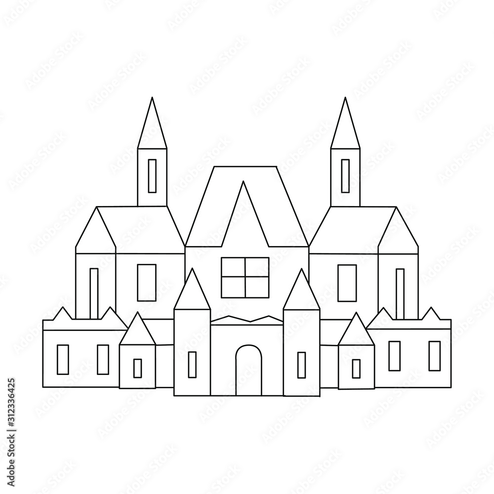 Outline vector set of houses. Simple Vector Illustration.