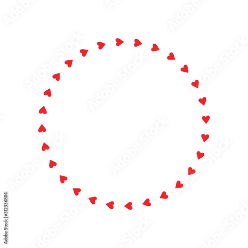 Red circle with heart icon isolated on white background. For Valentine's day, banners, posters and wallpaper. Hearts of love.