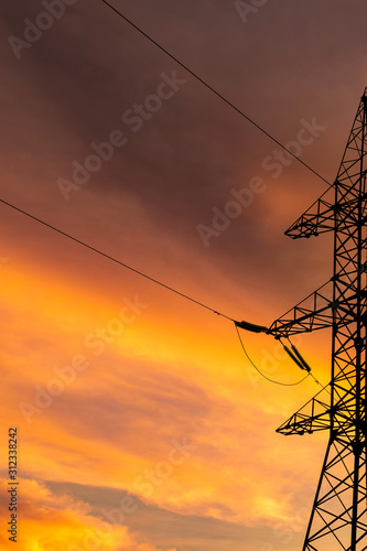 base high-voltage power in the sunset sky lines postcard engineering copy space © Kai Beercrafter