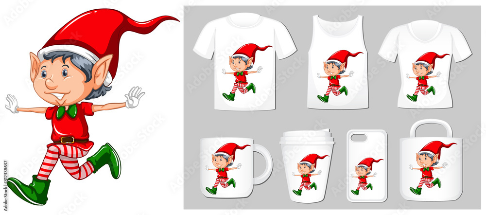 Fototapeta premium Christmas theme with elf on product templates
