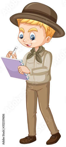 Boy in safari uniform on isolated background