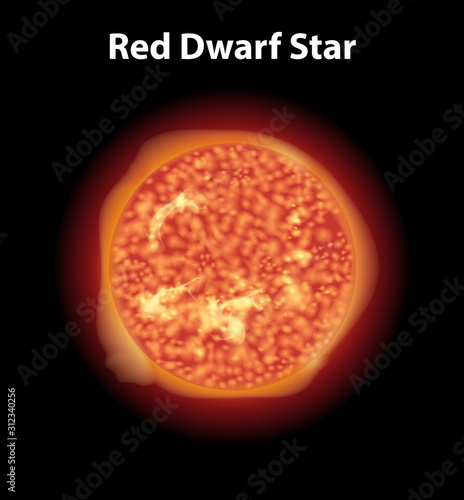 Red dwarf star on dark space background
