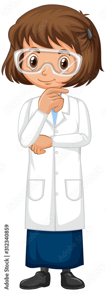 Girl in science gown on isolated background Girl in science gown on isolated background