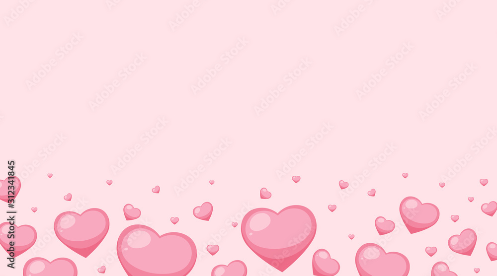 Valentine theme with pink hearts on pink background