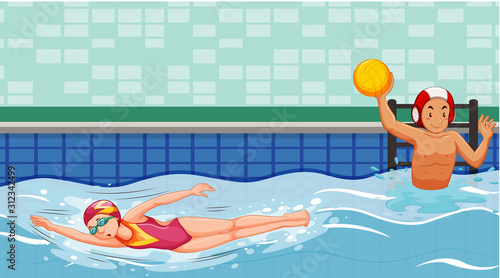 Scene with swimmers in the pool