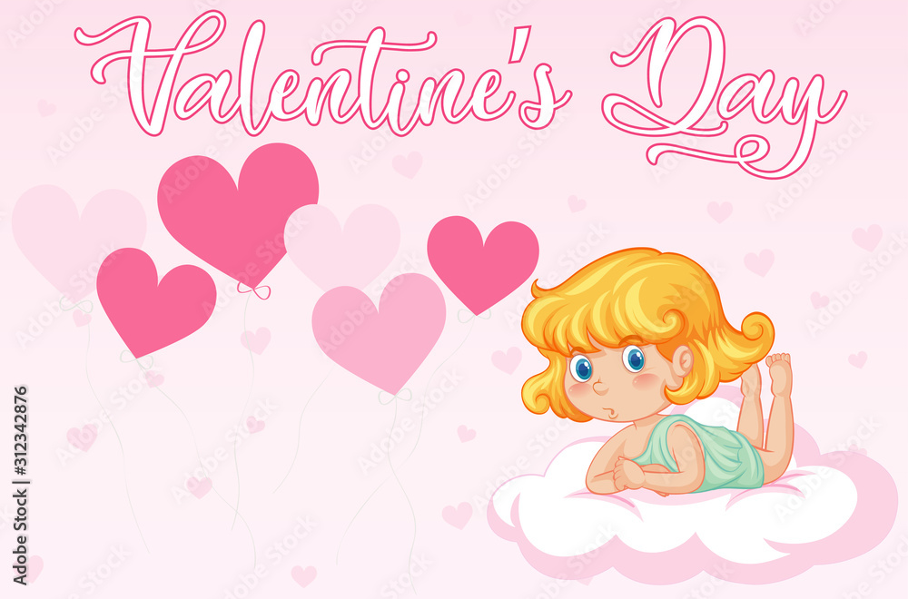 Valentine theme with cupid on pink background Valentine theme with cupid on pink background