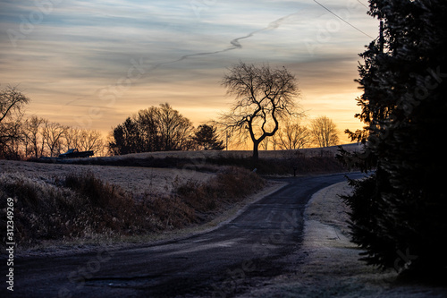 dirt road winter sunrise © Adam