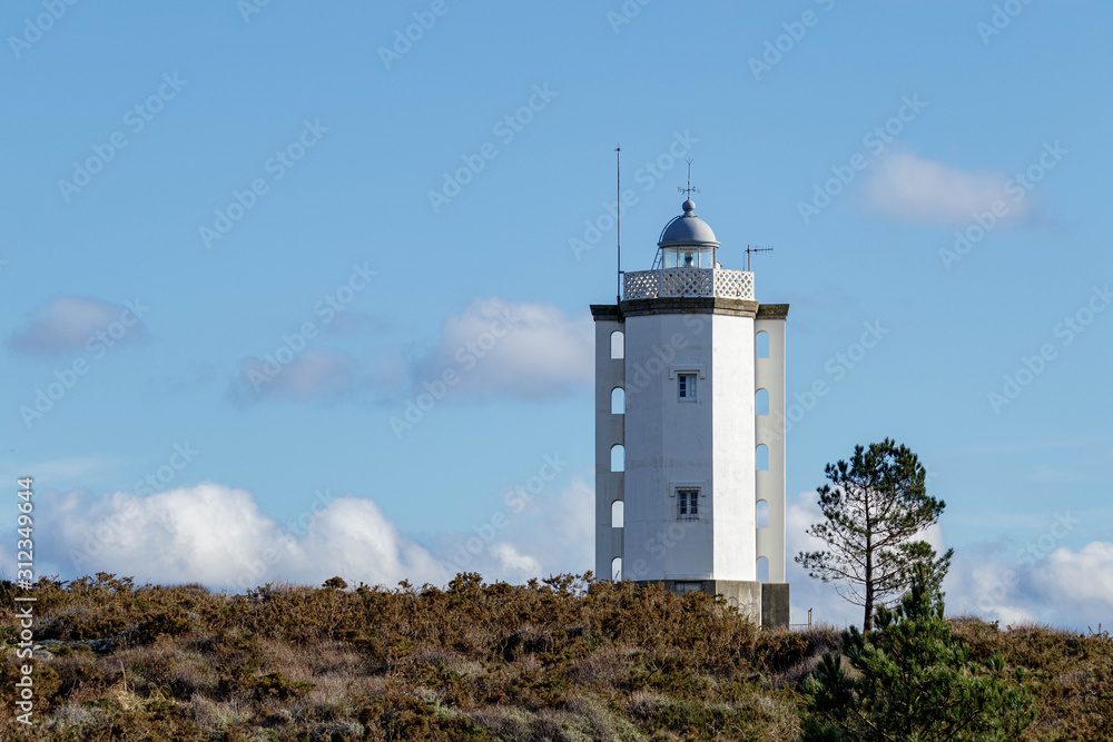 Clifftop lighthouse of Mera Coruna Spain