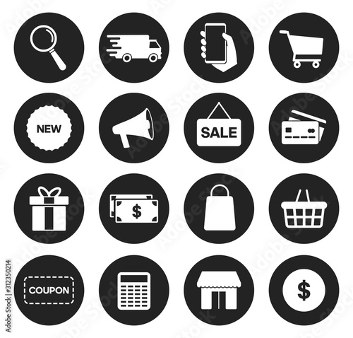 Online shopping icons set, payment elements vector illustration