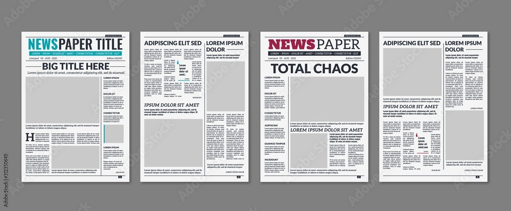 Newspaper column. Printed sheet of news paper with article text and ...