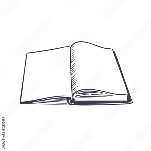 Open book. Small creative black logo of opened top studying page without text for library vector template