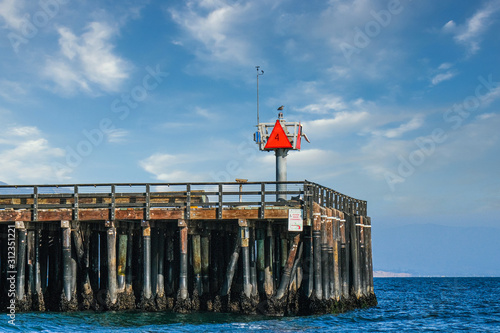 Navigation Marker on End of Pier in Santa Barbara photo