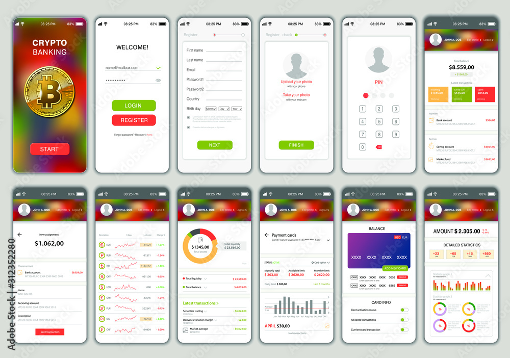 Banking splashscreens template collection for mobile platform. 