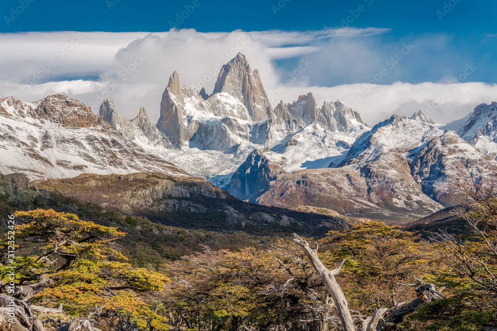 View of Mt. Fitz Roy with autumn colors
