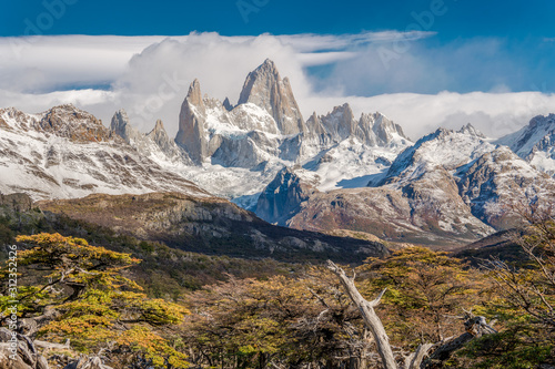 View of Mt. Fitz Roy with autumn colors