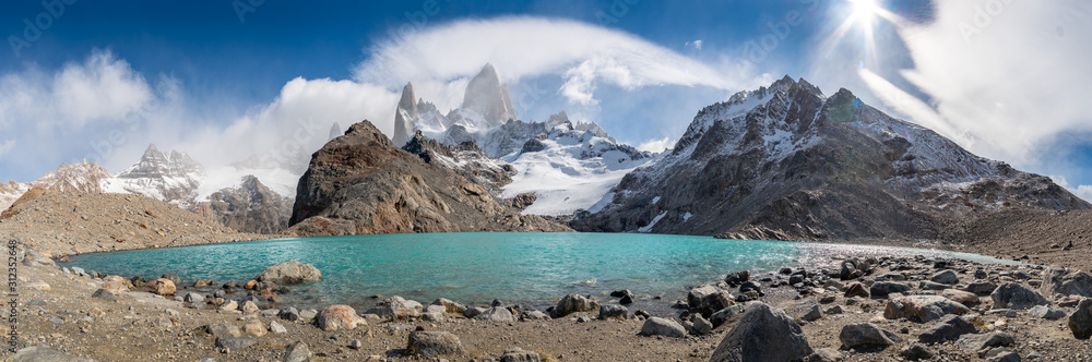 Panoramic View of Mt. Fitz Roy and Lake