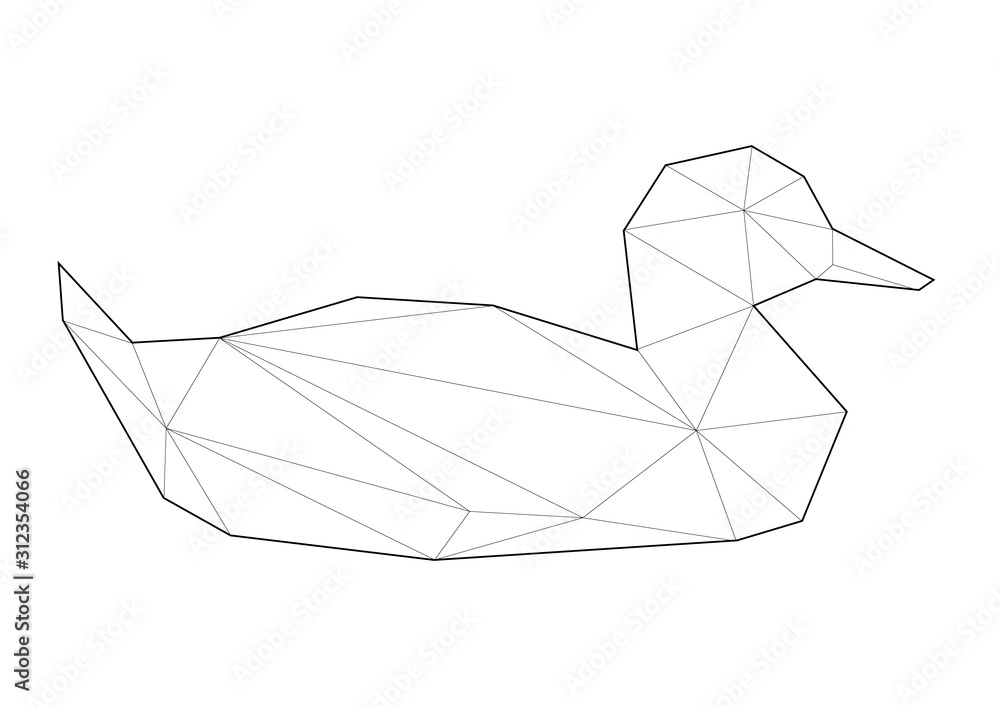 Low poly art of animals. Floating duck. Good for wall decoration. Printable images. Suitable for coloring pages. Low poly art of animals. Floating duck. Good for wall decoration. Printable images. Suitable for coloring pages.