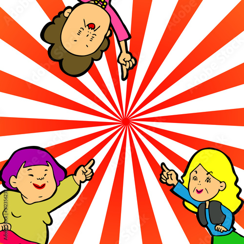 大阪のおばちゃん指さし中央集中線